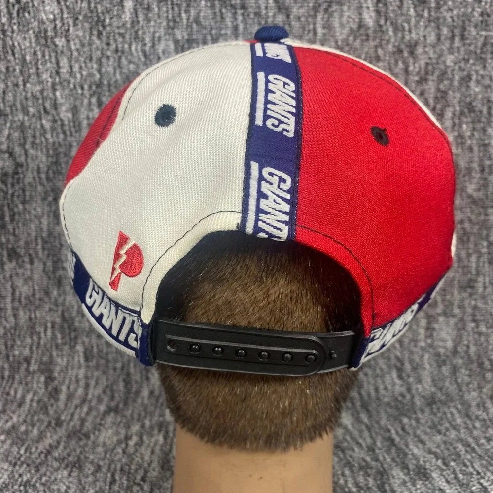 Vintage 90s New York Giants Pro Player Tape Logo Snapback Hat Cap Colorblock NFL